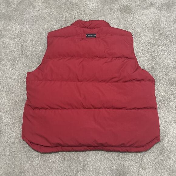 Vtg Eddie Bauer Vest Mens Large Red Green Plaid Down Reversible Puffer Retro 90s - Picture 2 of 5